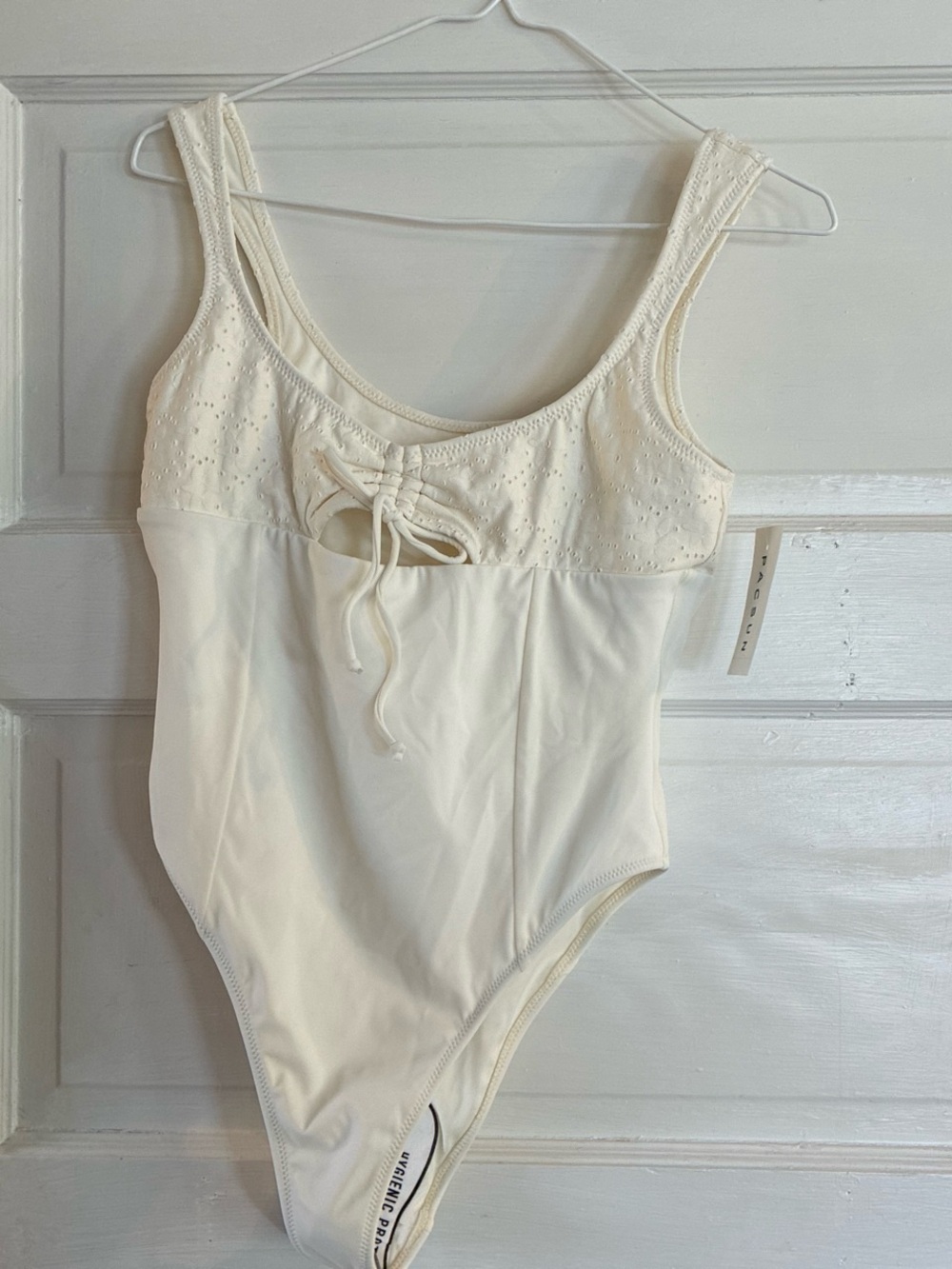 Pacsun Ivory Maeve Eyelet One Piece Swimsuit